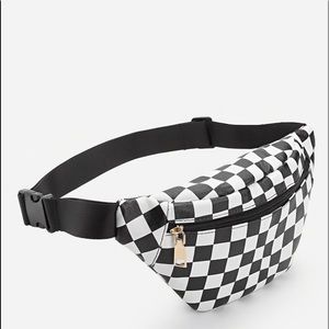 Black and white checkered fanny pack